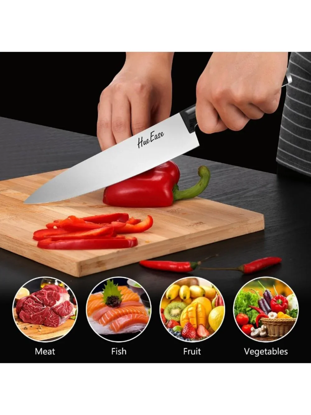6-Piece Sharp Kitchen Knife Set with Acacia Wood Block & Ergonomic Design